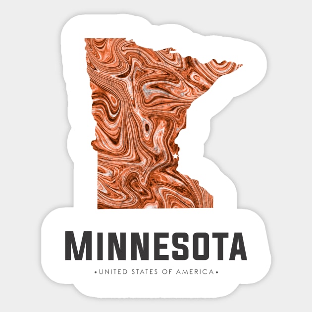 Minnesota state map abstract brown Sticker by StudioGrafiikka